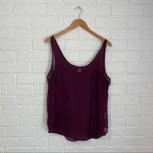 Purple and Black Sheer Printed Tank